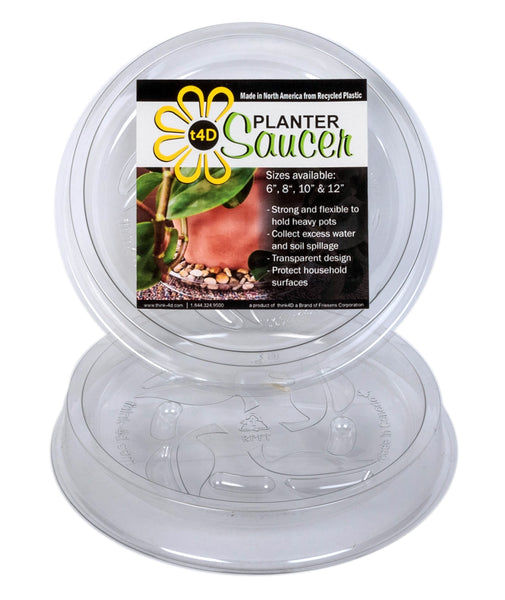 t4D Planter Saucer (6"); Package of 6 Durable Clear Plastic drip Trays.