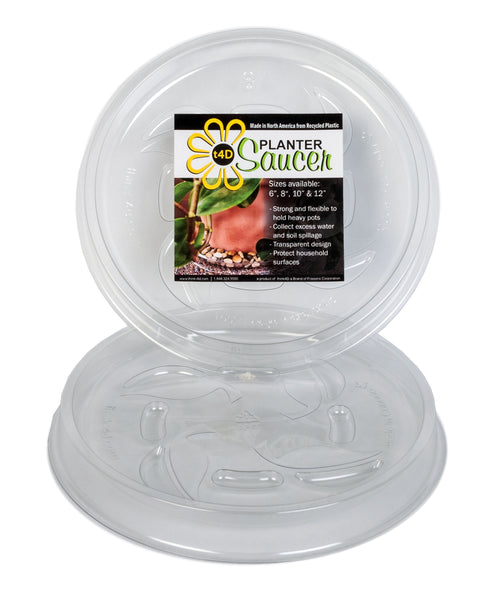 t4D Planter Saucer (6"); Package of 6 Durable Clear Plastic drip Trays.